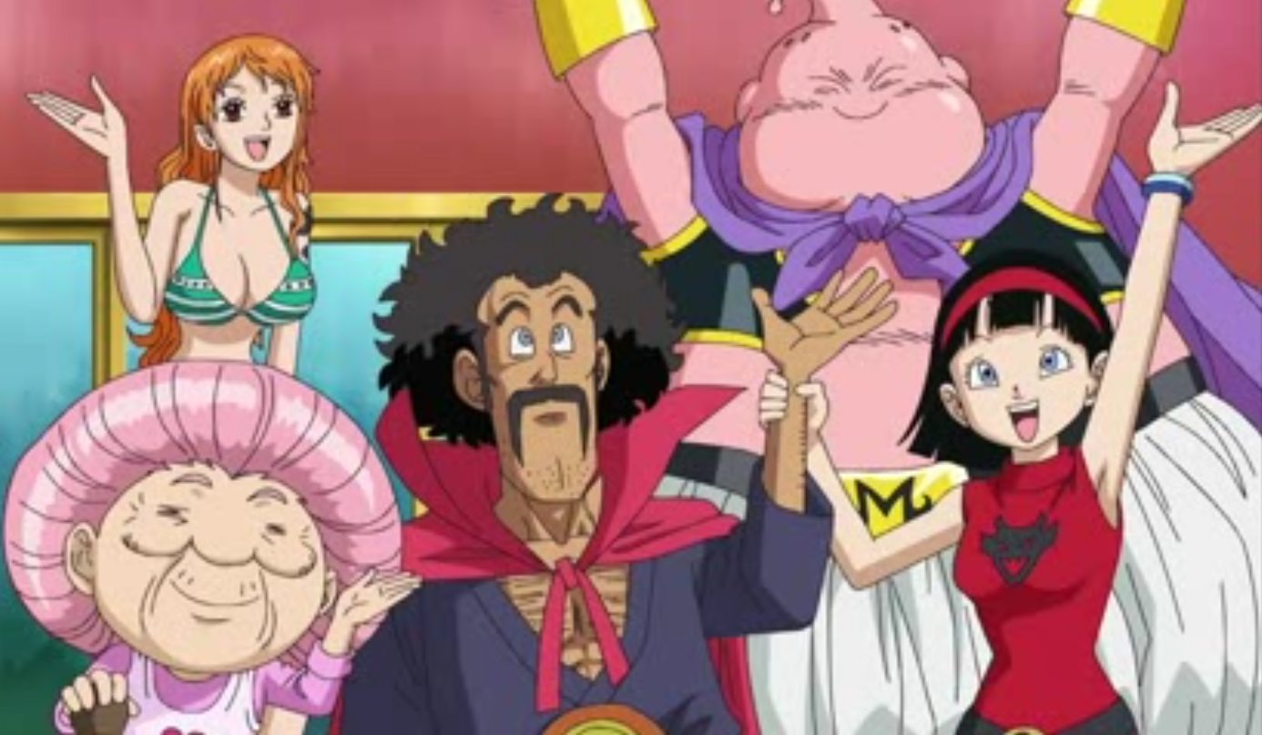 Remember that time Hercule was the commentator in an eating contest between Goku, Monkey D. Luffy, and Toriko in the Toriko X DBZ X One Piece Super Collab Special? He ended up winning by complete accident. Then he had Buu eat him to escape Baby, ironically.