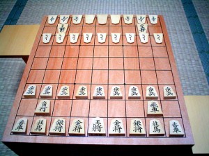 A traditional shogi setup