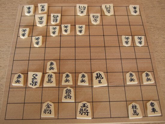 Shogi game in progress