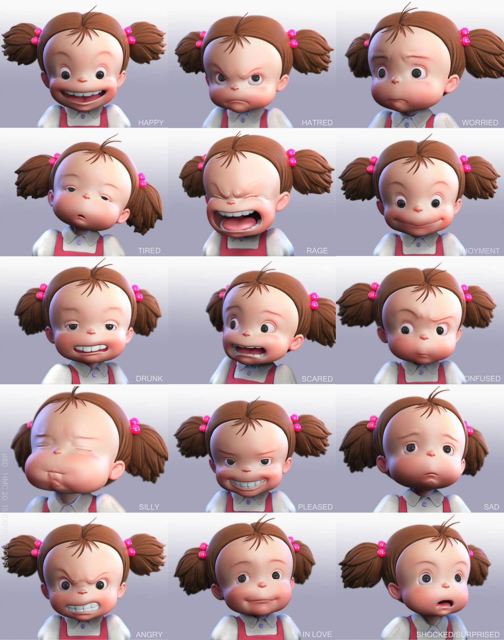 Fifteen different expressions.