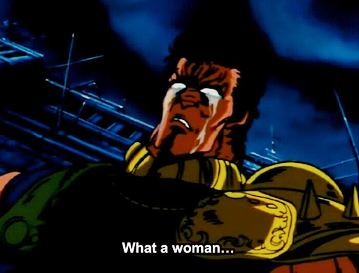 Raoh in his rare moment of grief and respect