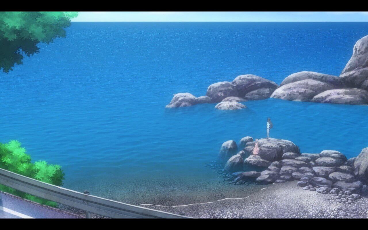 Amanchu First Impressions Futaba and Hikari's grandmother stare out at the ocean.