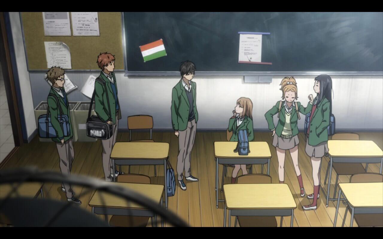 Orange Episode 2 Review An above shot of the group in their classroom.