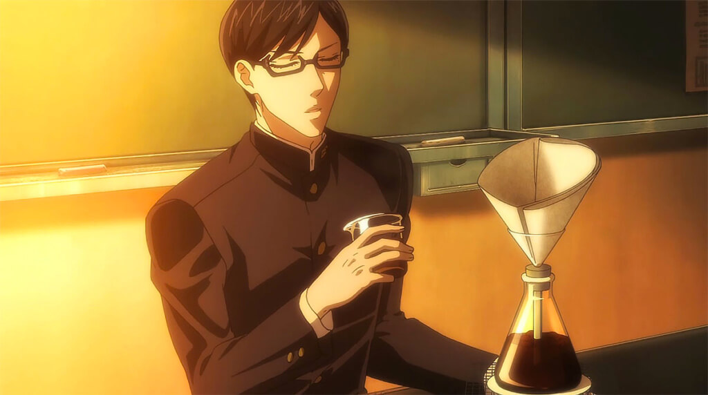 Sakamoto making coffee in the show's ending sequence