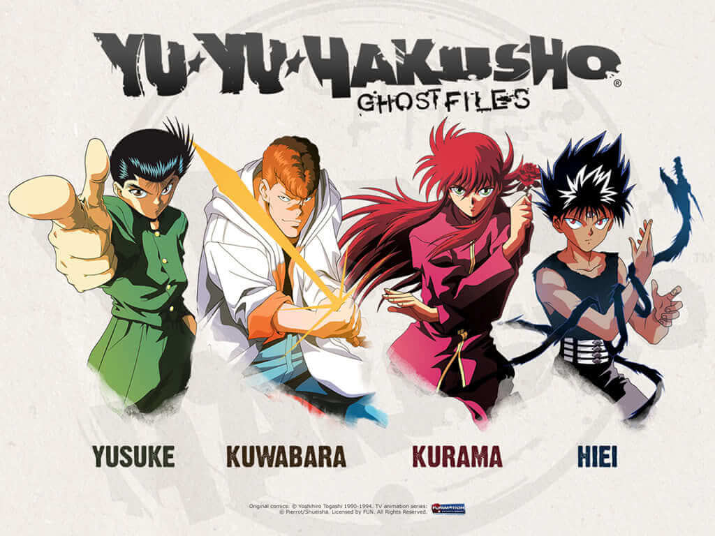 Team Urameshi: Yusuke, Kuwabara, Kurama, and Hiei