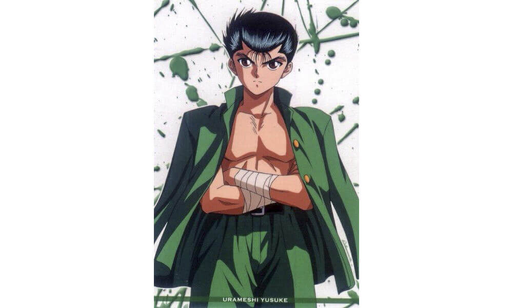 Yusuke Urameshi posing with arms crossed