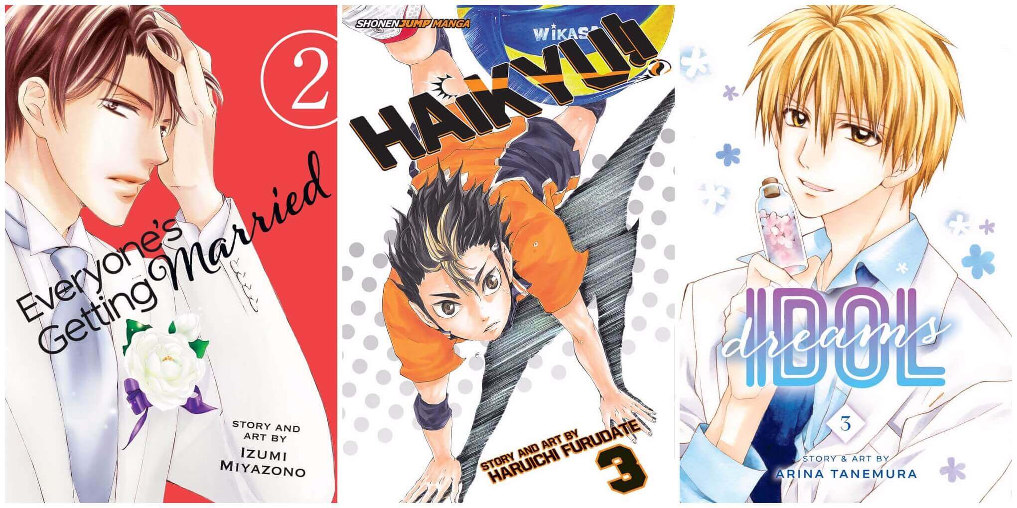 September 2016 Manga Releases Covers for Everyone's Getting Married, Haikyu!!, and Idol Dreams.