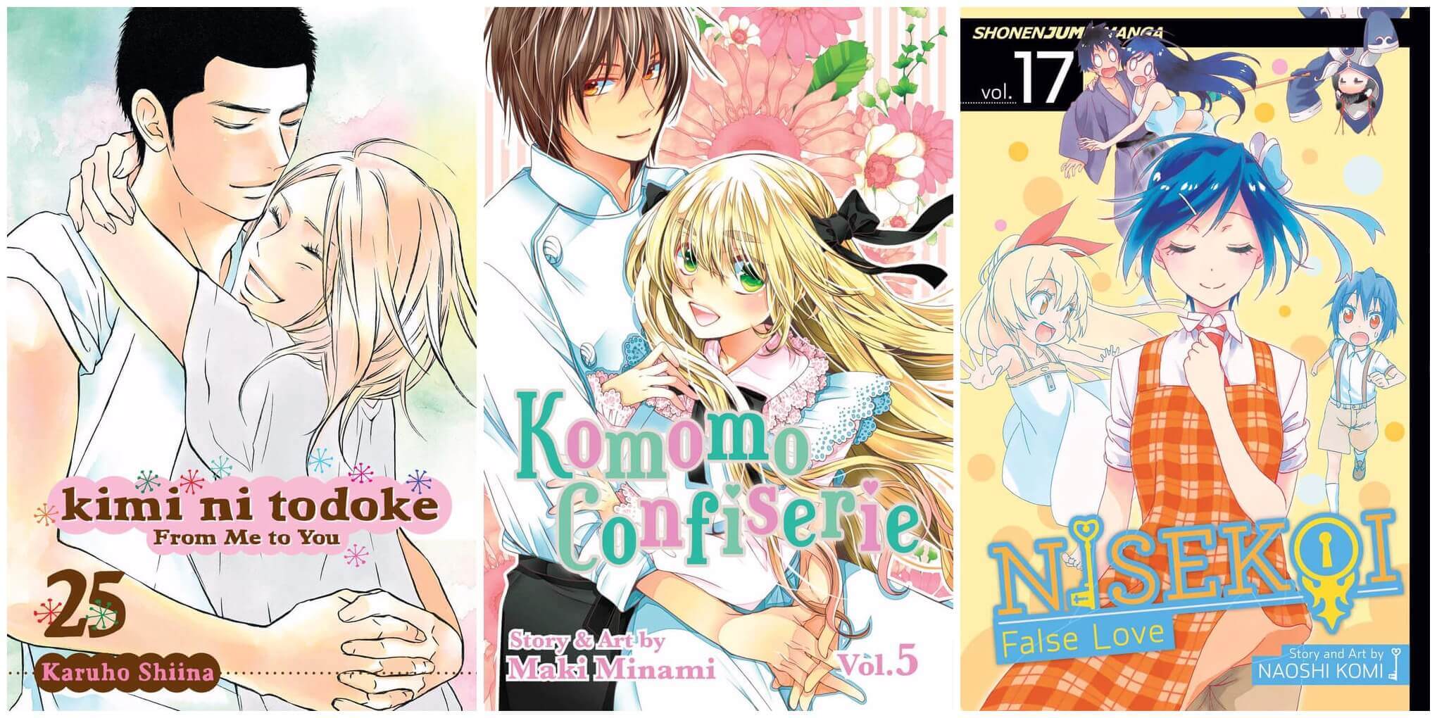 September 2016 Manga Releases Covers for Kimi ni Todoke, Komomo Confiserie, and Nisekoi.