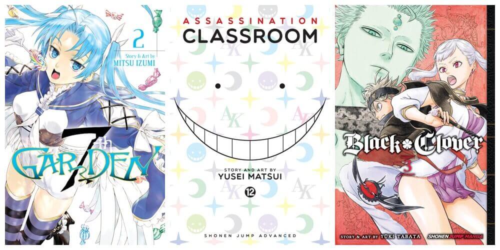 October 2016 Manga Releases Covers for 7thGARDEN, Assasination Classroom, and Black Clover.