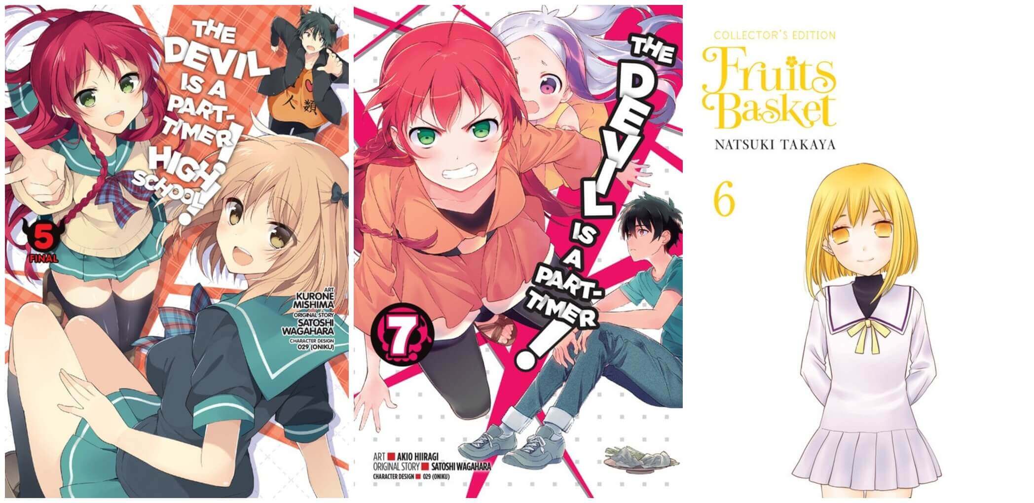 October 2016 Manga Releases Covers for The Devil is a Part-Timer High School, The Devil is a Part-Timer, and Fruits Basket.