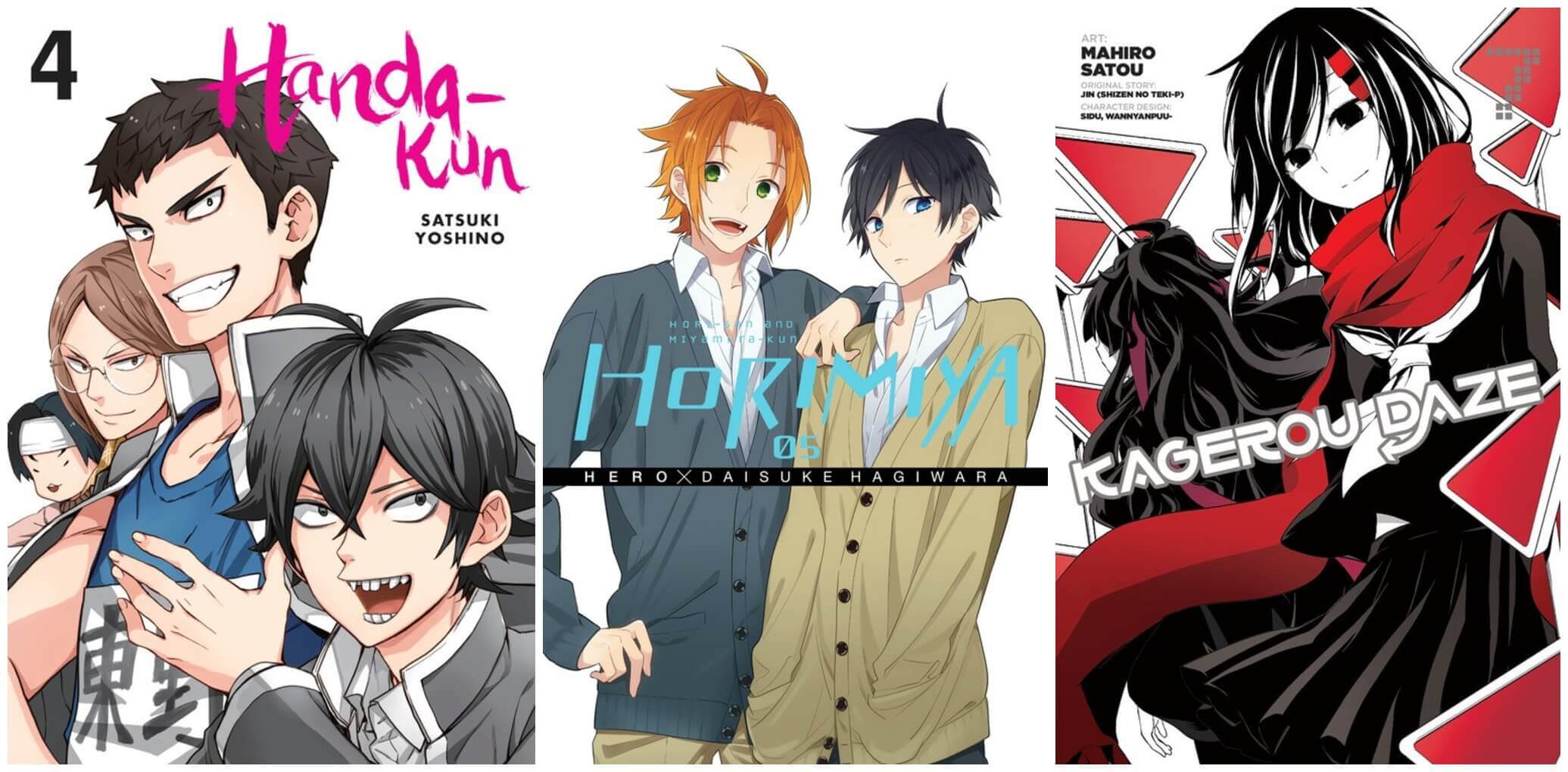 October 2016 Manga Releases Covers for Handa-kun, Horimiya, and Kagerou Daze.