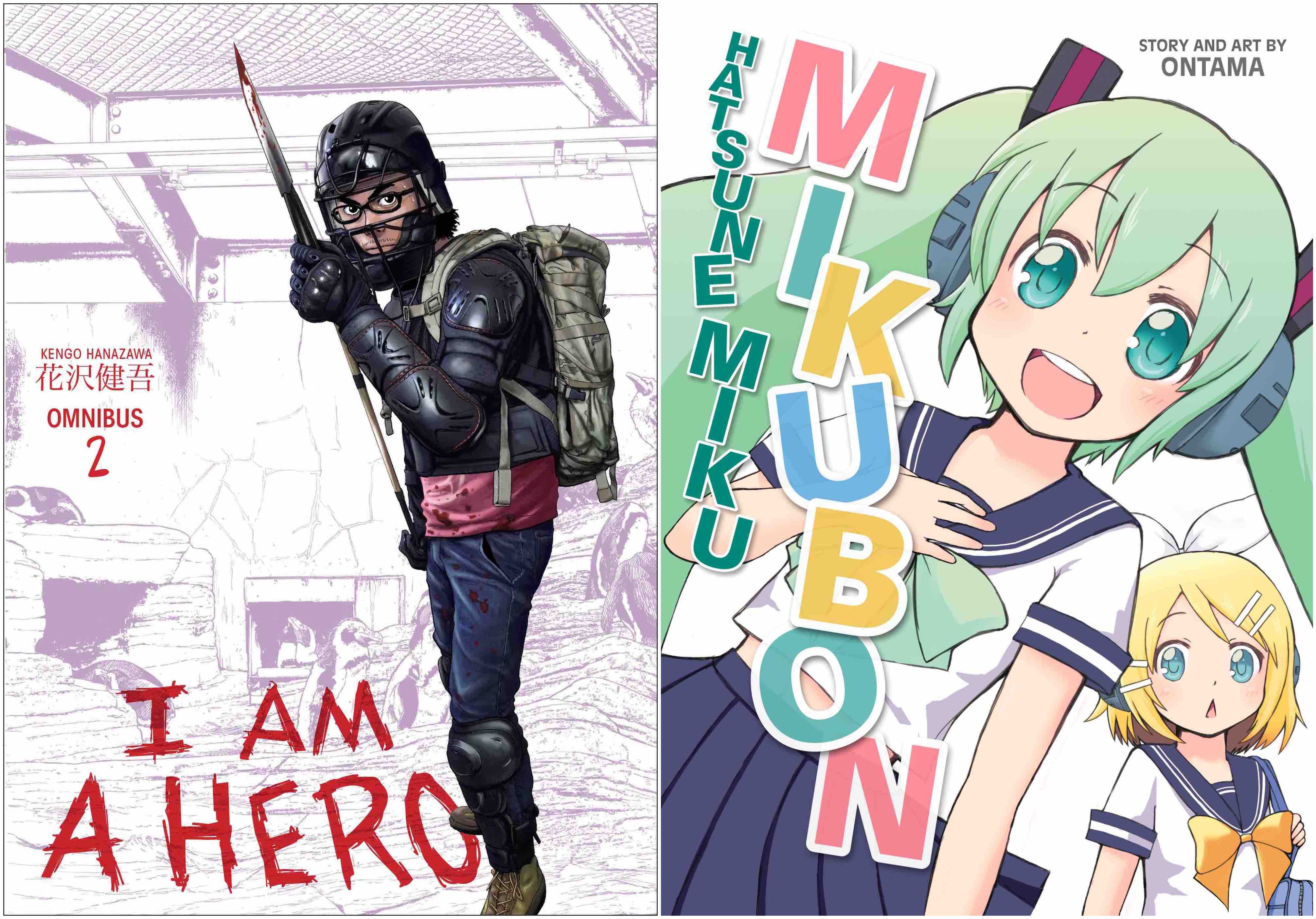 October 2016 Manga Releases Covers for I am a Hero and Hatsune Miku: Mikubon.