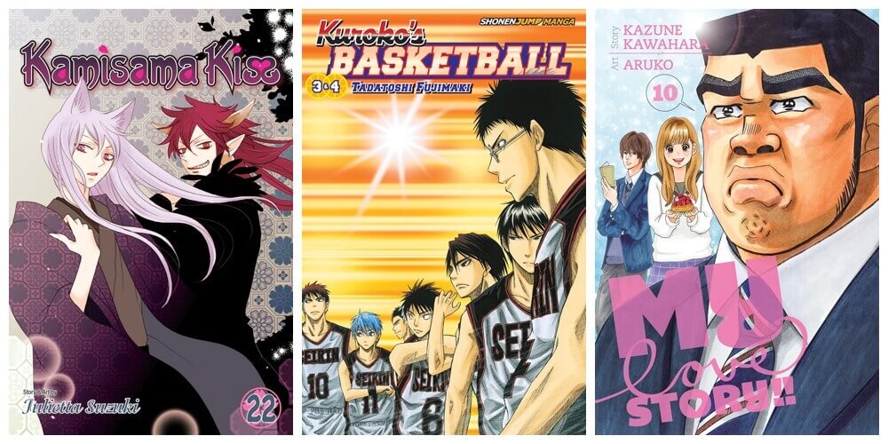 October 2016 Manga Releases Covers for Kamisama Kiss, Kuroko's Basketball, and My Love Story.