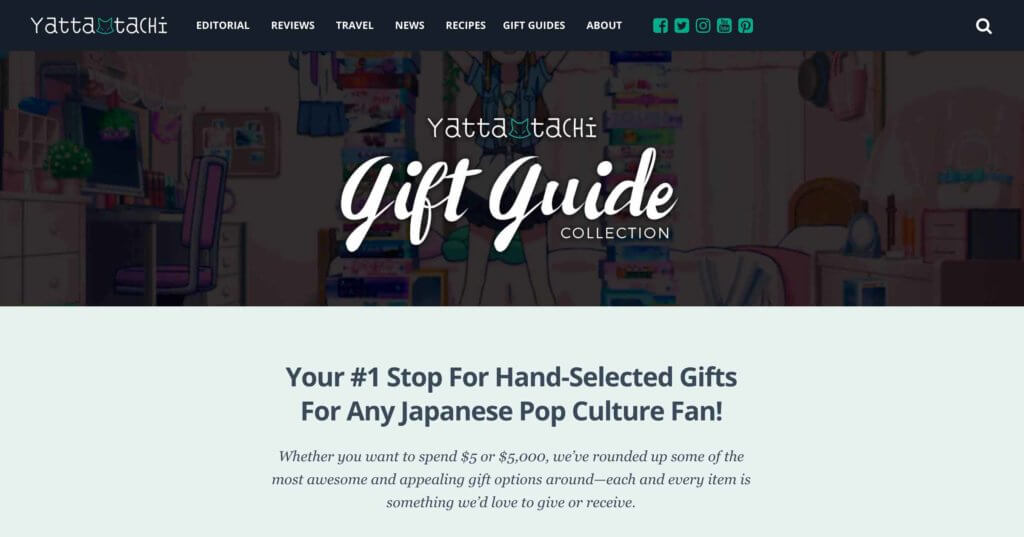 Yatta-Tachi Gift Guide Collection - Landing Page Preview