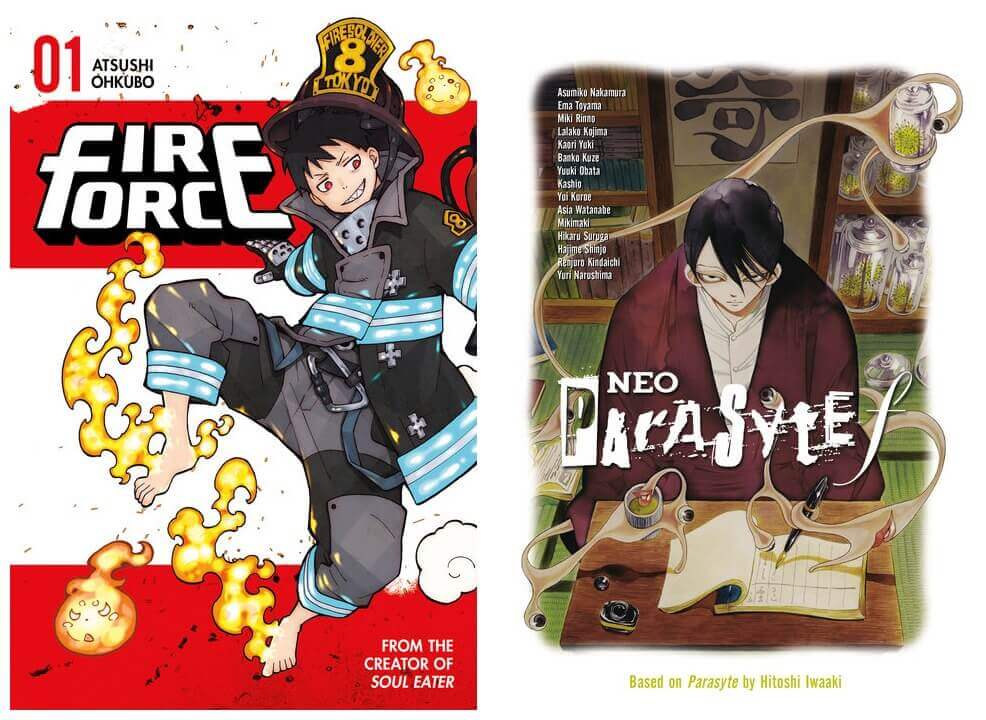 November 2016 Manga Releases Cover for Fire Force and Neo Parasyte f.