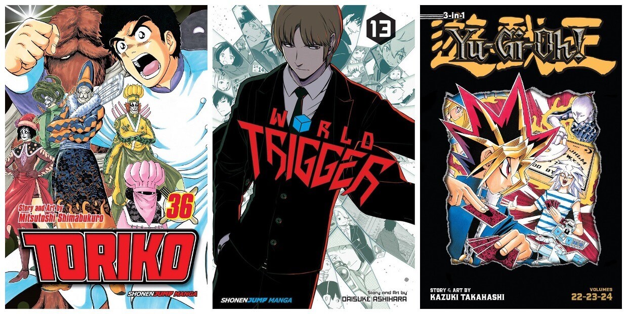 November 2016 Manga Releases Covers for Toriko, World Trigger, and Yu-Gi-Oh.