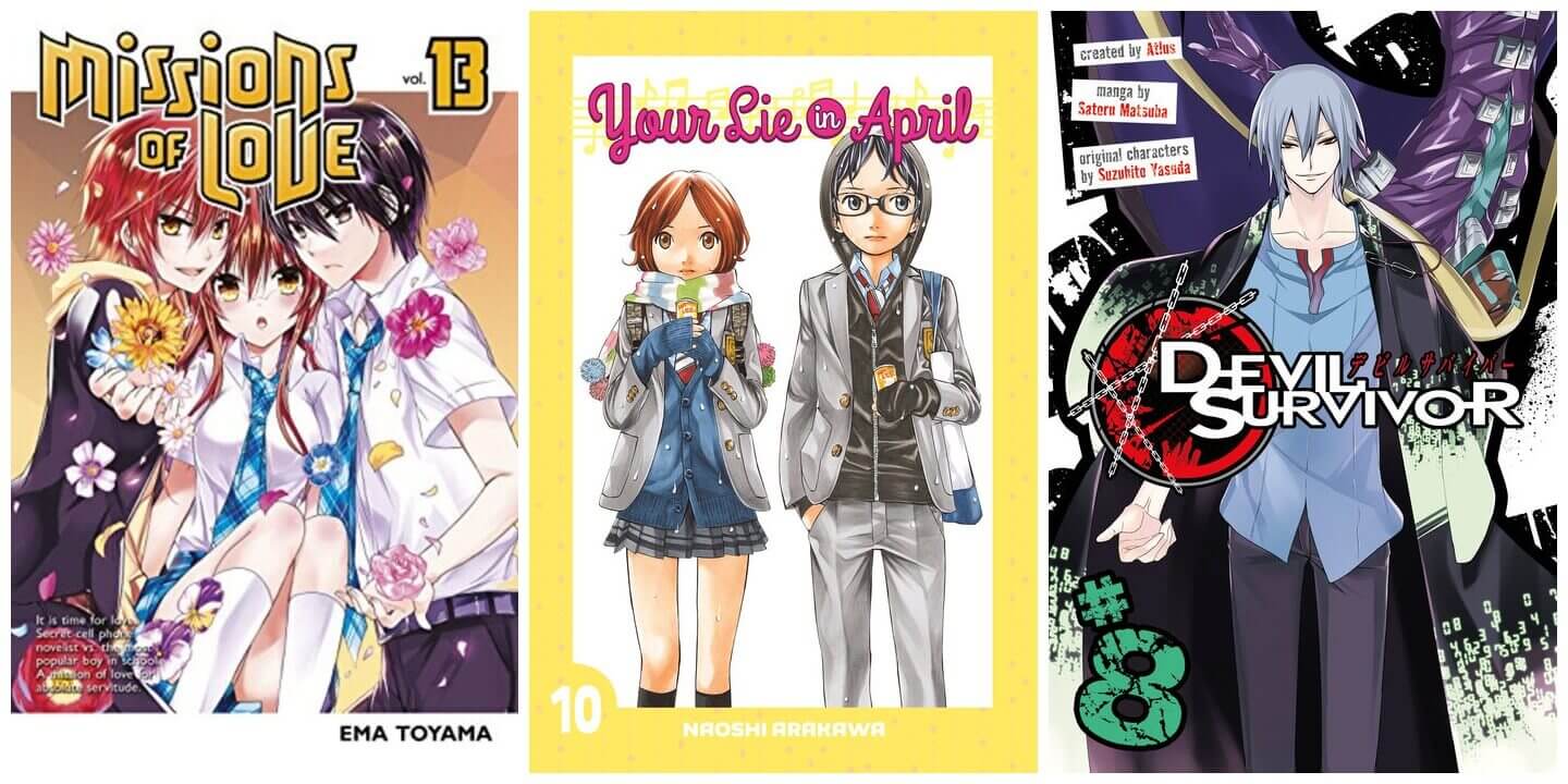 November 2016 Manga Releases Covers for Missions of Love, Your Lie in April, and Devil Survivor