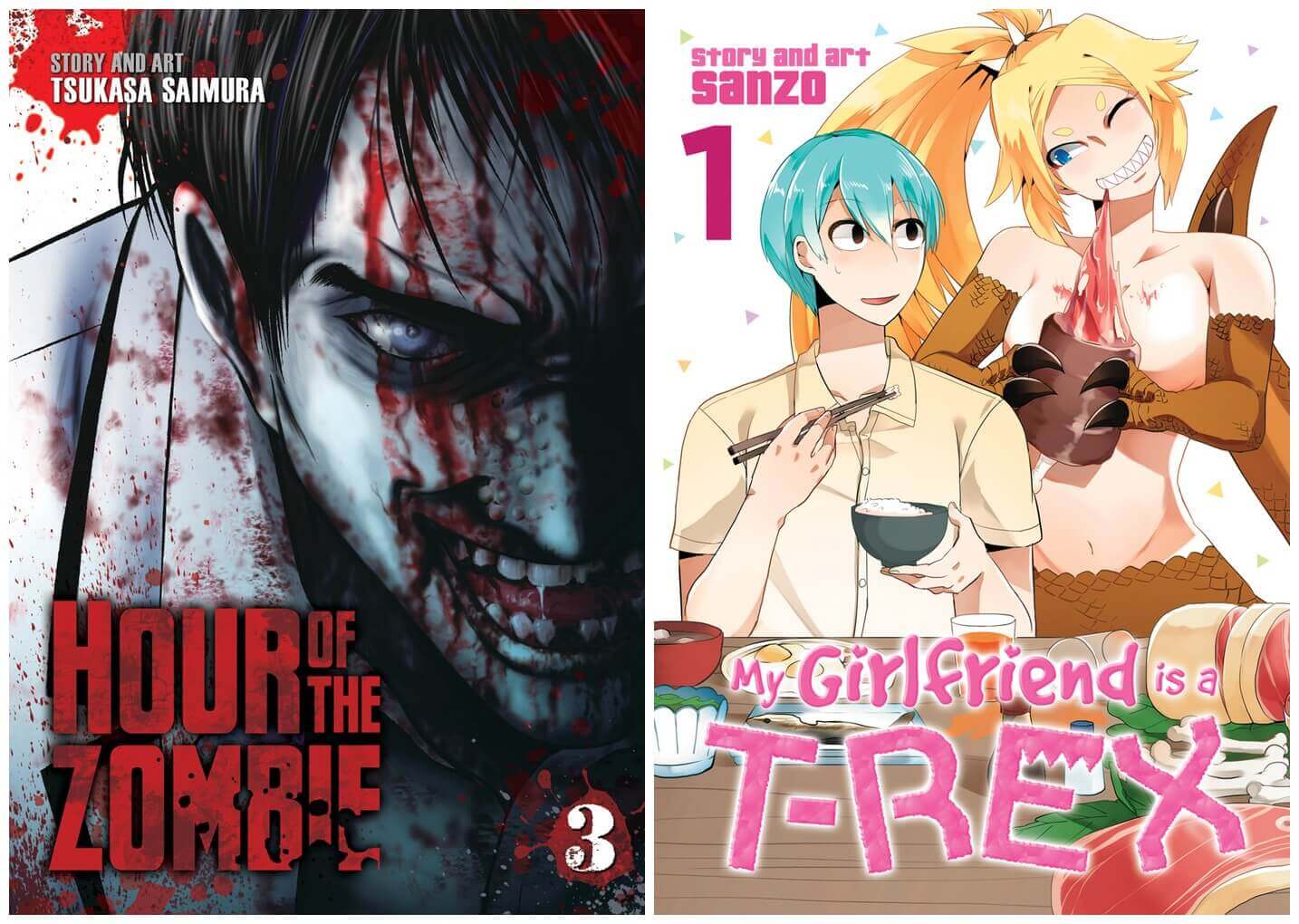 November 2016 Manga Releases Covers for Hour of the Zombie and My Girlfriend is a T-Rex.