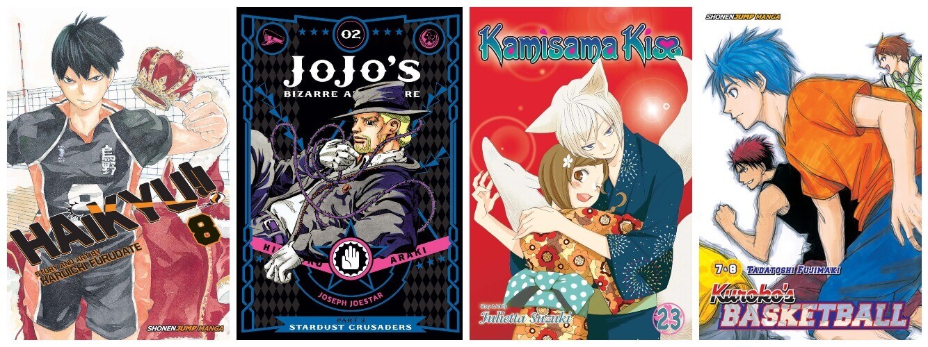 February 2017 Manga Releases Covers for Haikyu, JoJo's Bizarre Adventure, Kamisama Kiss, and Kuroko's Basketball