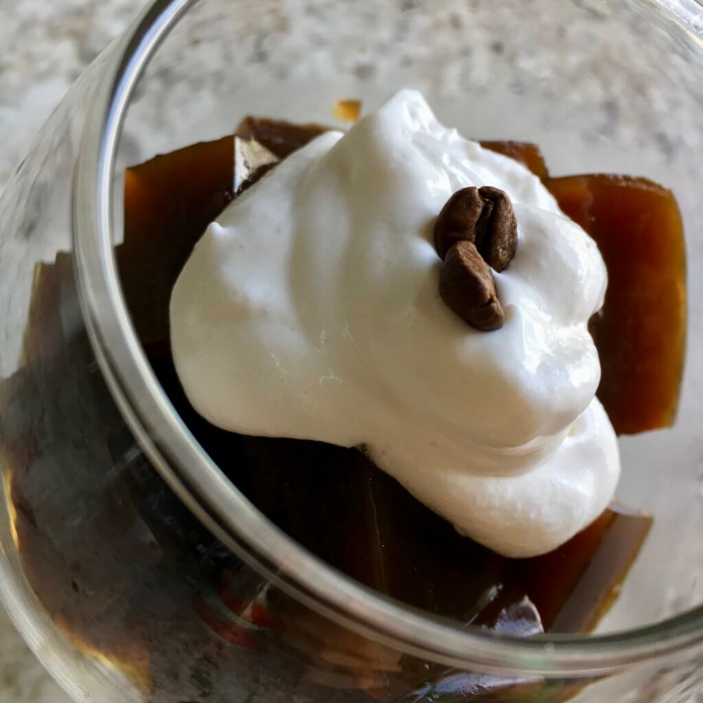 coffee jelly with coconut cream