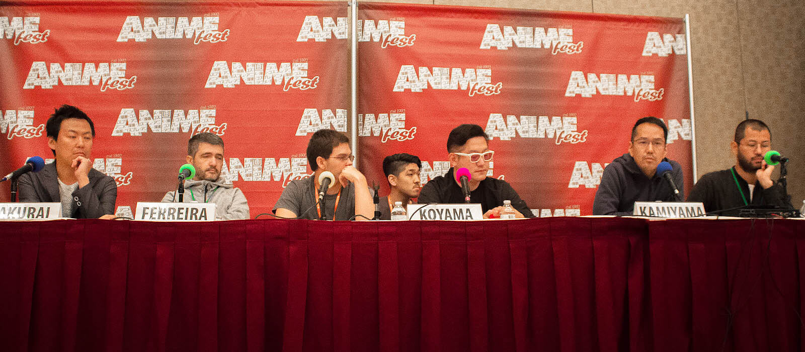 Napping Princess' Staff at AnimeFest 2017 (left to right: Sakurai, Ferreira, Koyama, & Kamiyama)