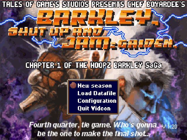 Barkley, Shut Up and Jam: Gaiden title screen.