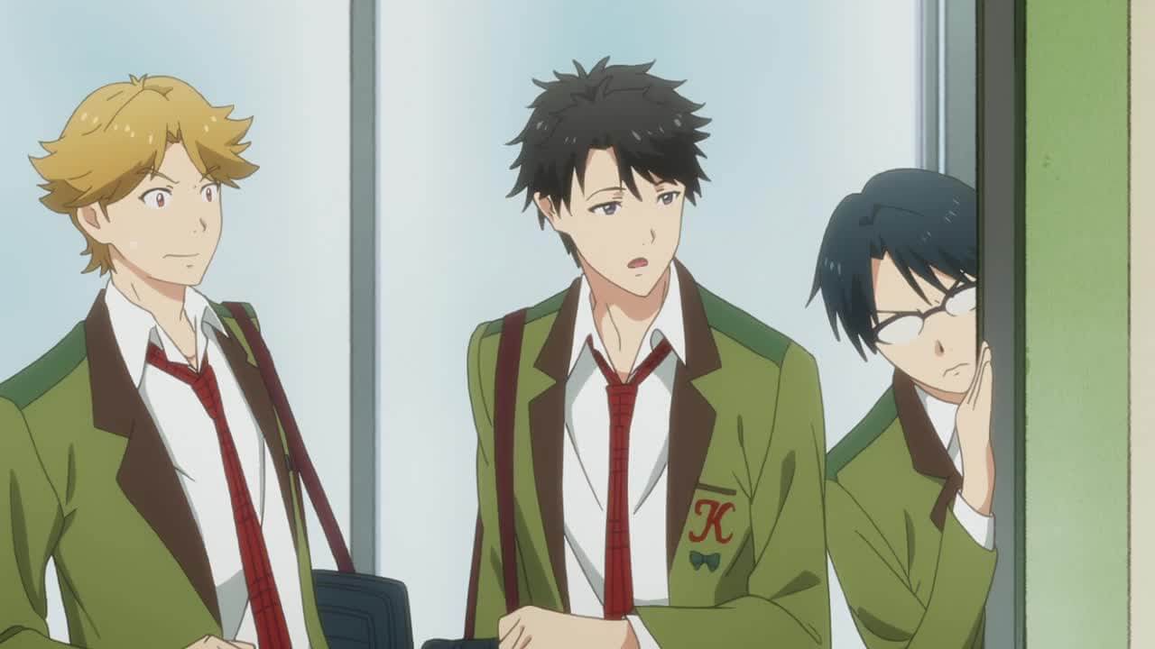 Screenshot of Mitsuyoshi, Kaoru and Pin-Senpai from the show