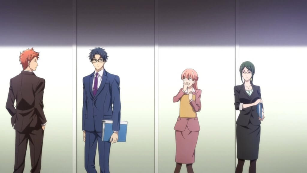 A screenshot of all 4 main characters from Wotakoi