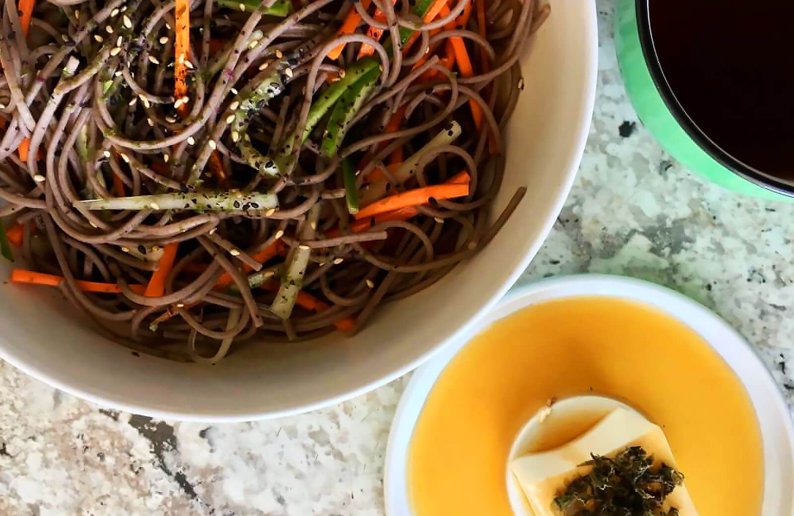 Zaru Soba with Sencha Tsuyu & Hiyayakko [vegan & gluten-free]