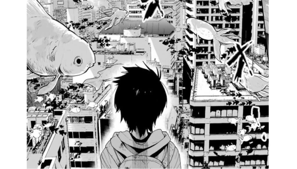 Hajime witnessing the destruction.