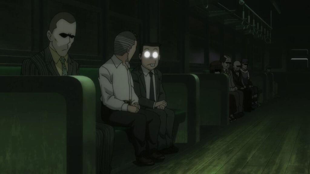 Screenshot of a man on the train from the Ghost Train episode