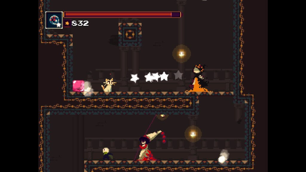 A screenshot of an area with enemies in Momodora: RUtM