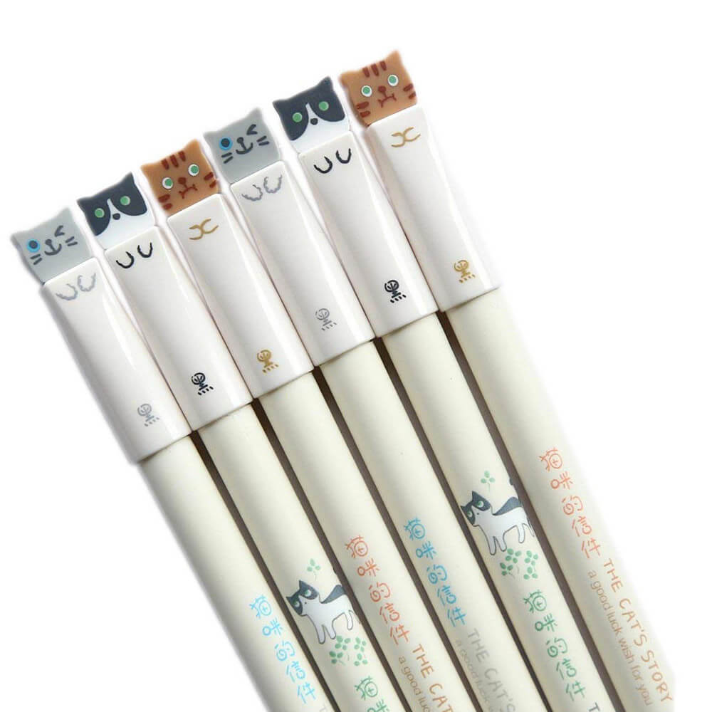 6 Adorable Cats Gel Pens Pack