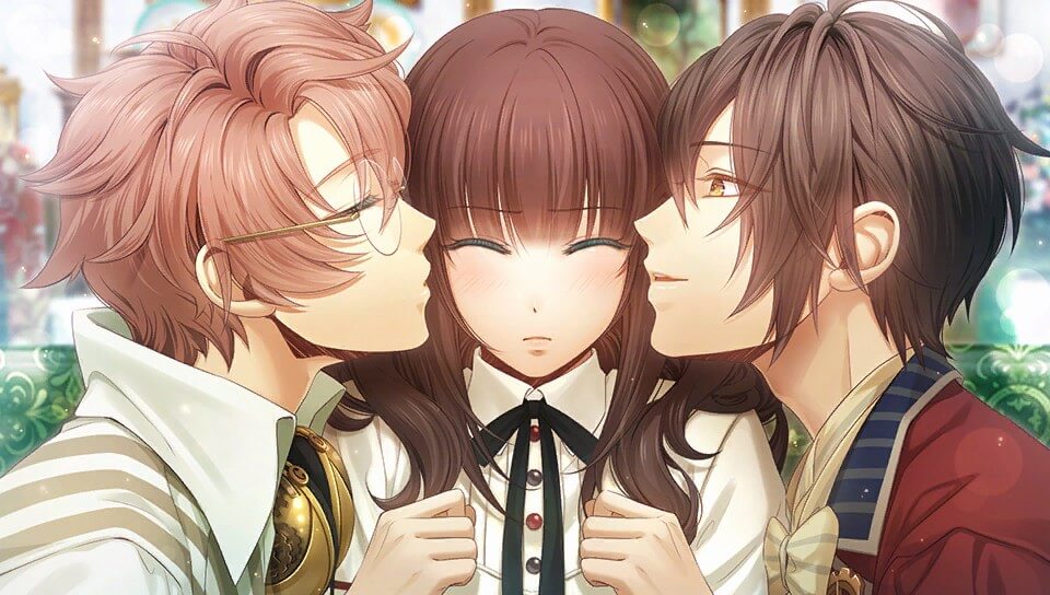 A screenshot of Victor, Cardia, and Lupin from "Code: Realize ~Wintertide Miracles~"