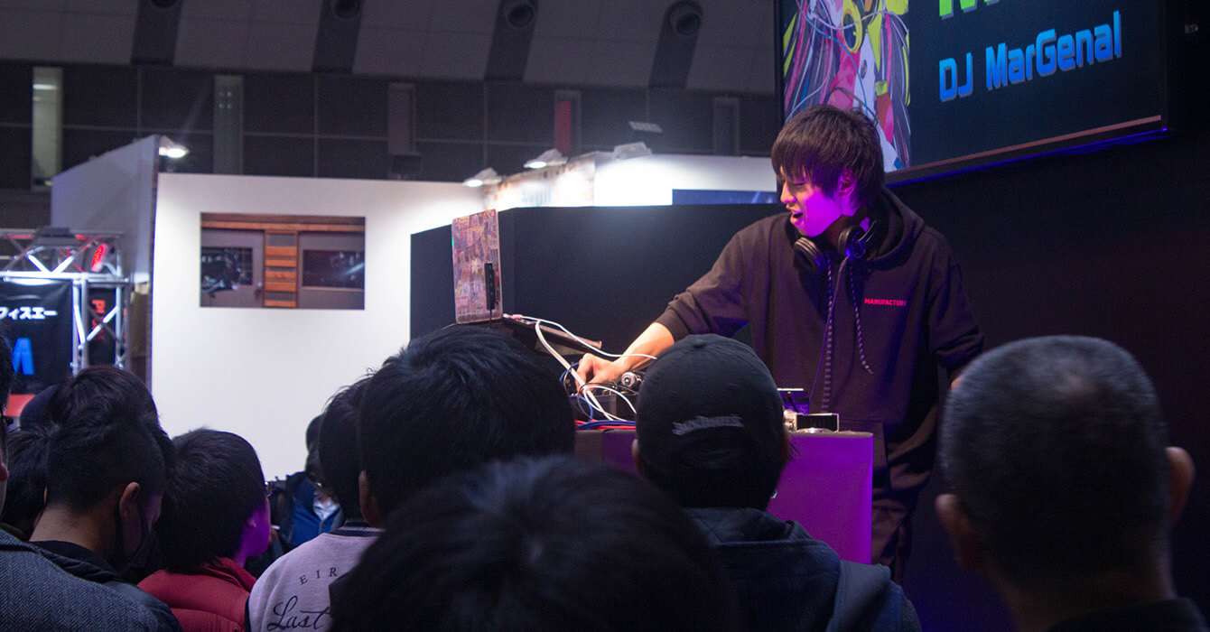 DJ at SACRA Booth