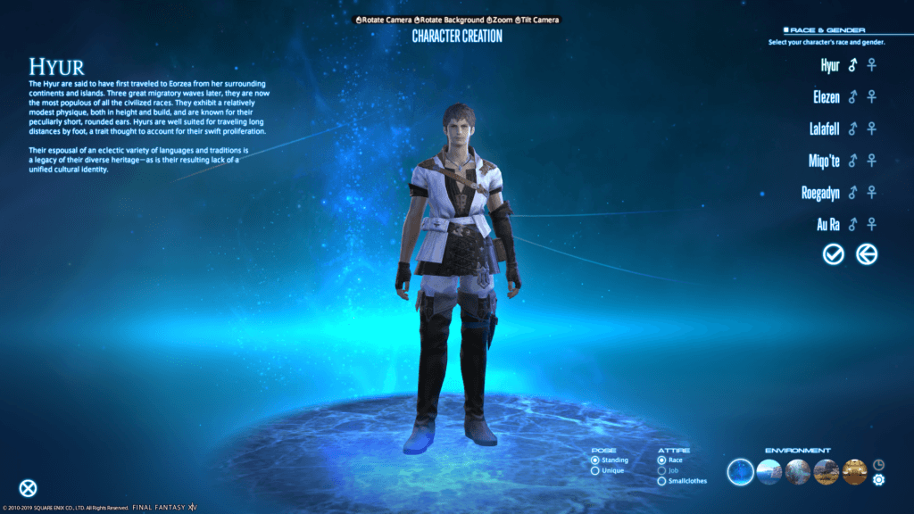 Final Fantasy XIV character creation screen