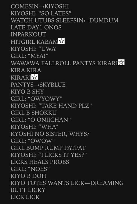 A list of translated Japanese text from the 23rd Century containing absurd phrases