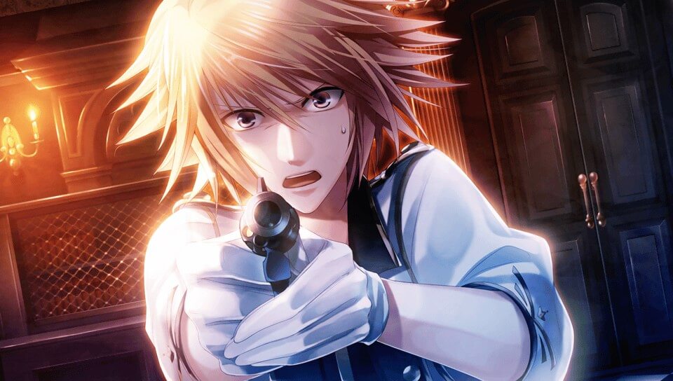 Lupine from London Detective Mysteria points a gun at the screen