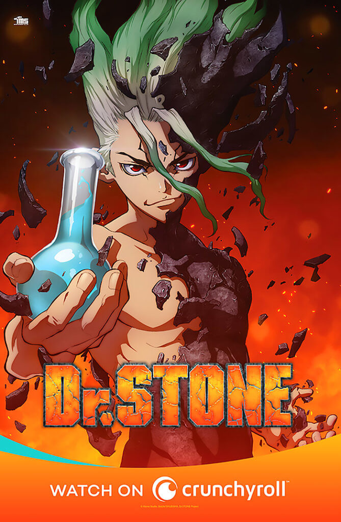 Dr. STONE promotional poster from Crunchyroll