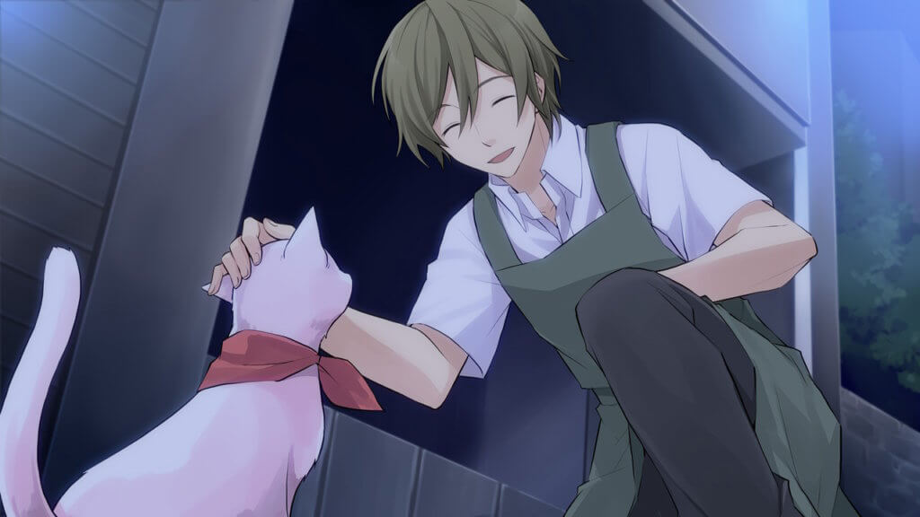 Takuma gently pets cat Honoka for the first time