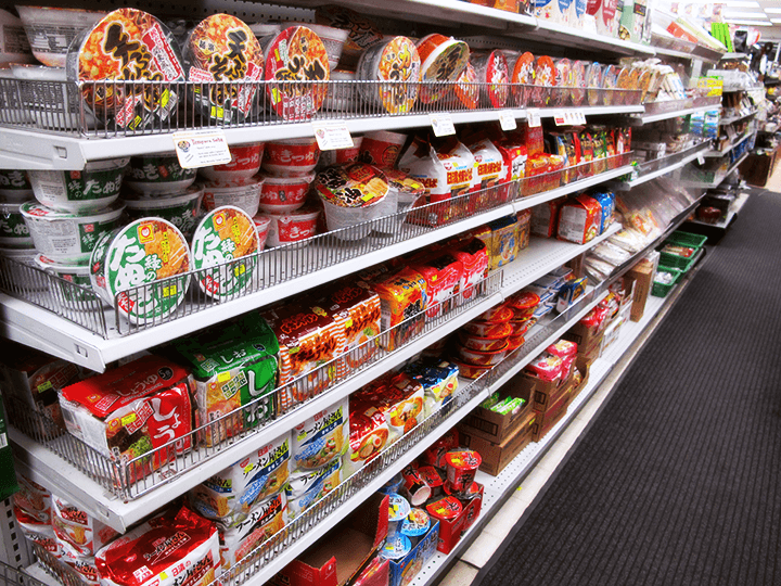 Instant noodle aisle of Sanko