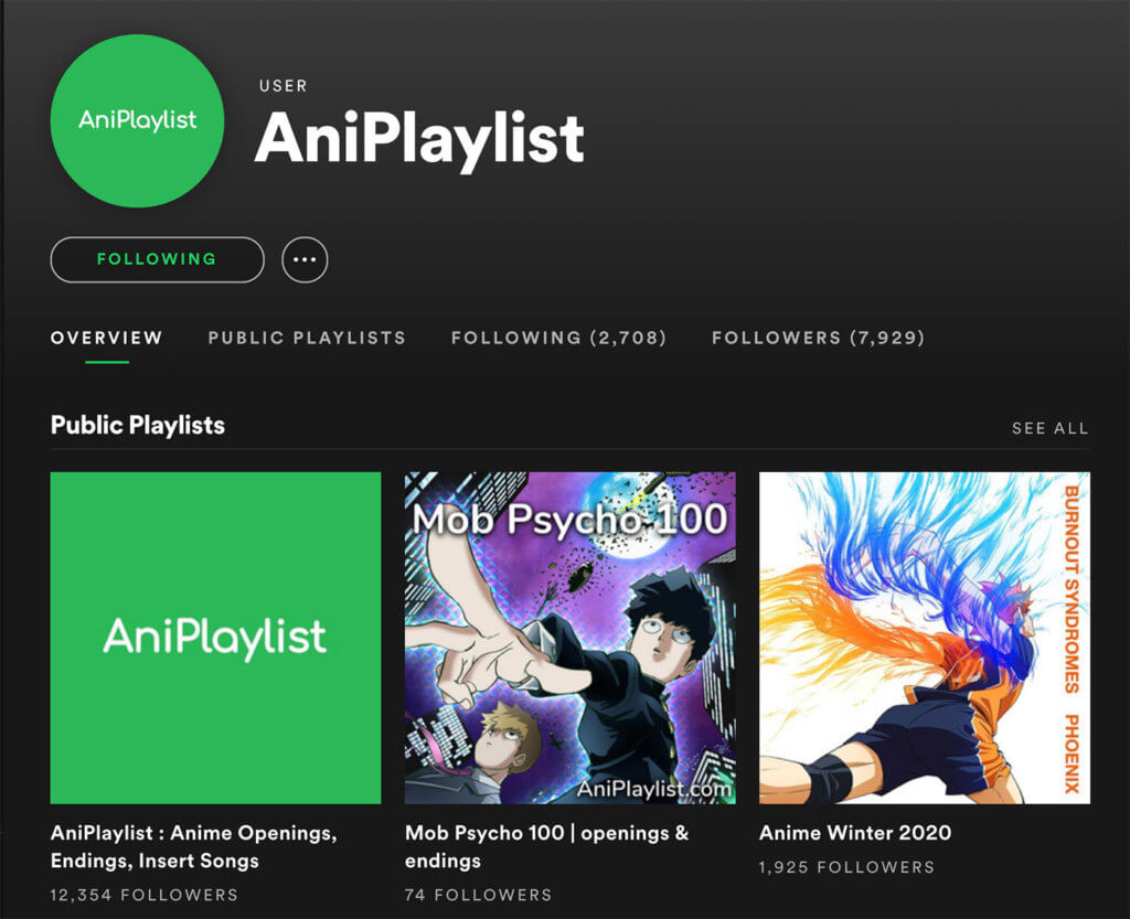 AniPlaylist's Spotify Profile