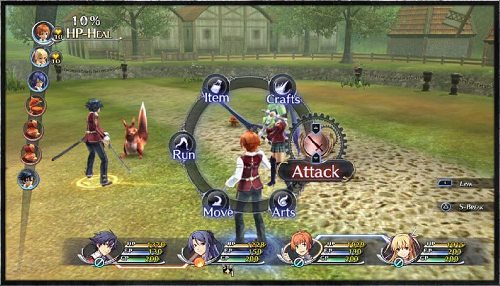 Battle interface showing two hit points, health, and turn order bonuses