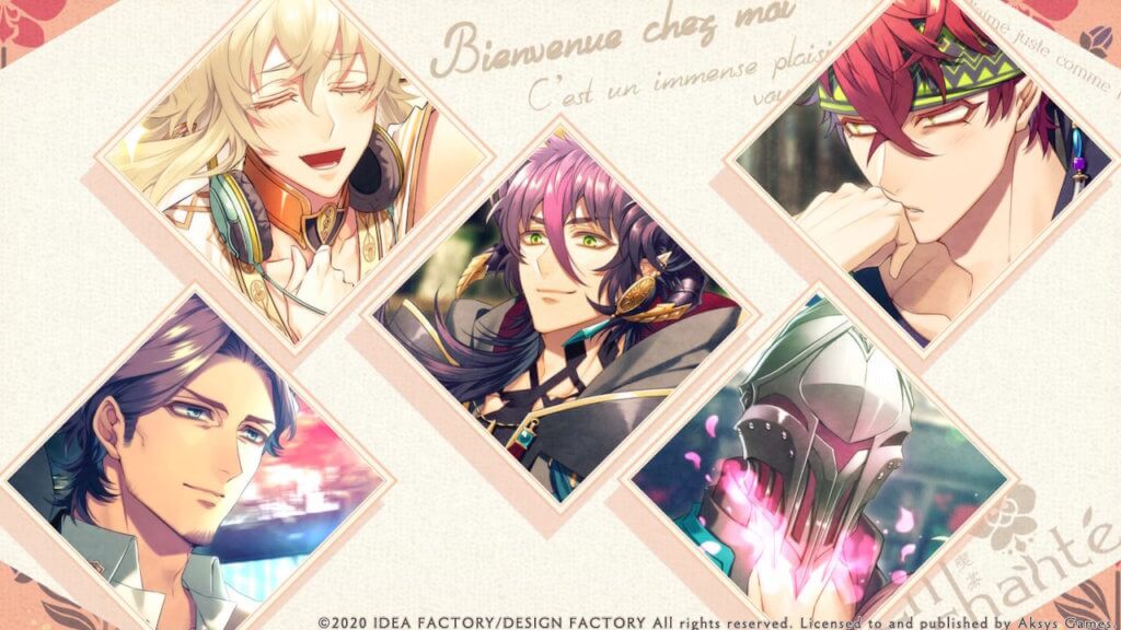 Icons of all five love interests in Cafe Enchante