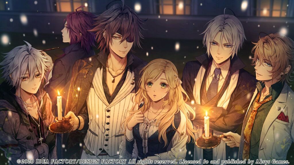 Orlok, Yang, Gil, Lili, Dante, and Nicola are all gathered outside while it snows. Gil and Nicola hold lit candles.