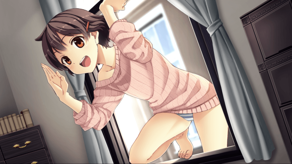 Nakizaki comes to wake Tomoe up by climbing through is bedroom window.