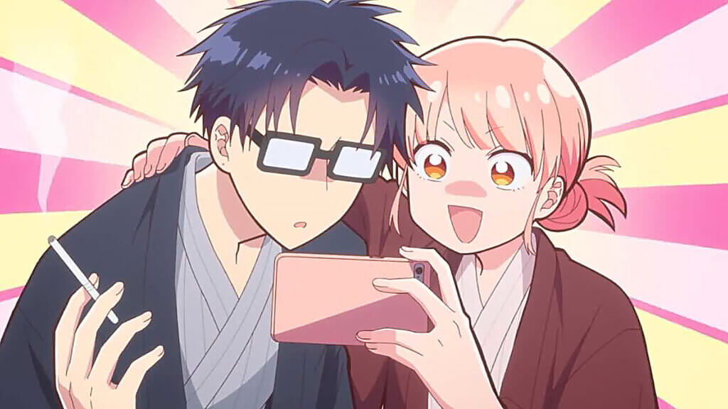 Narumi showing Nifuji something on her phone