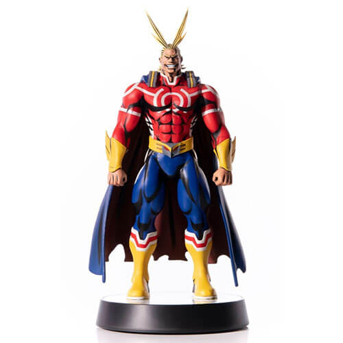 All Might standing tall and proud in his Silver age hero outfit.