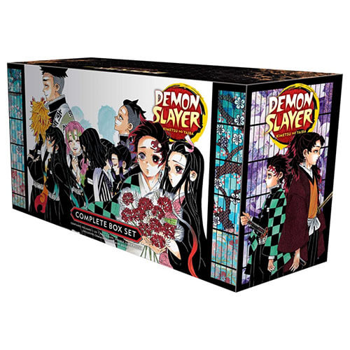 A large manga box with all the characters of Demon Slayer drawn by the mangaka.