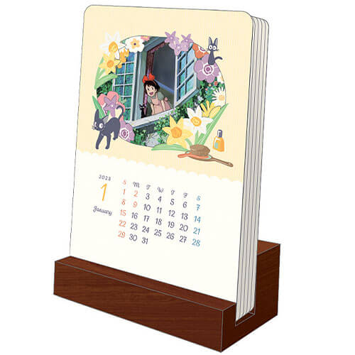 Kiki's Delivery Service desk calendar with a wooden stand